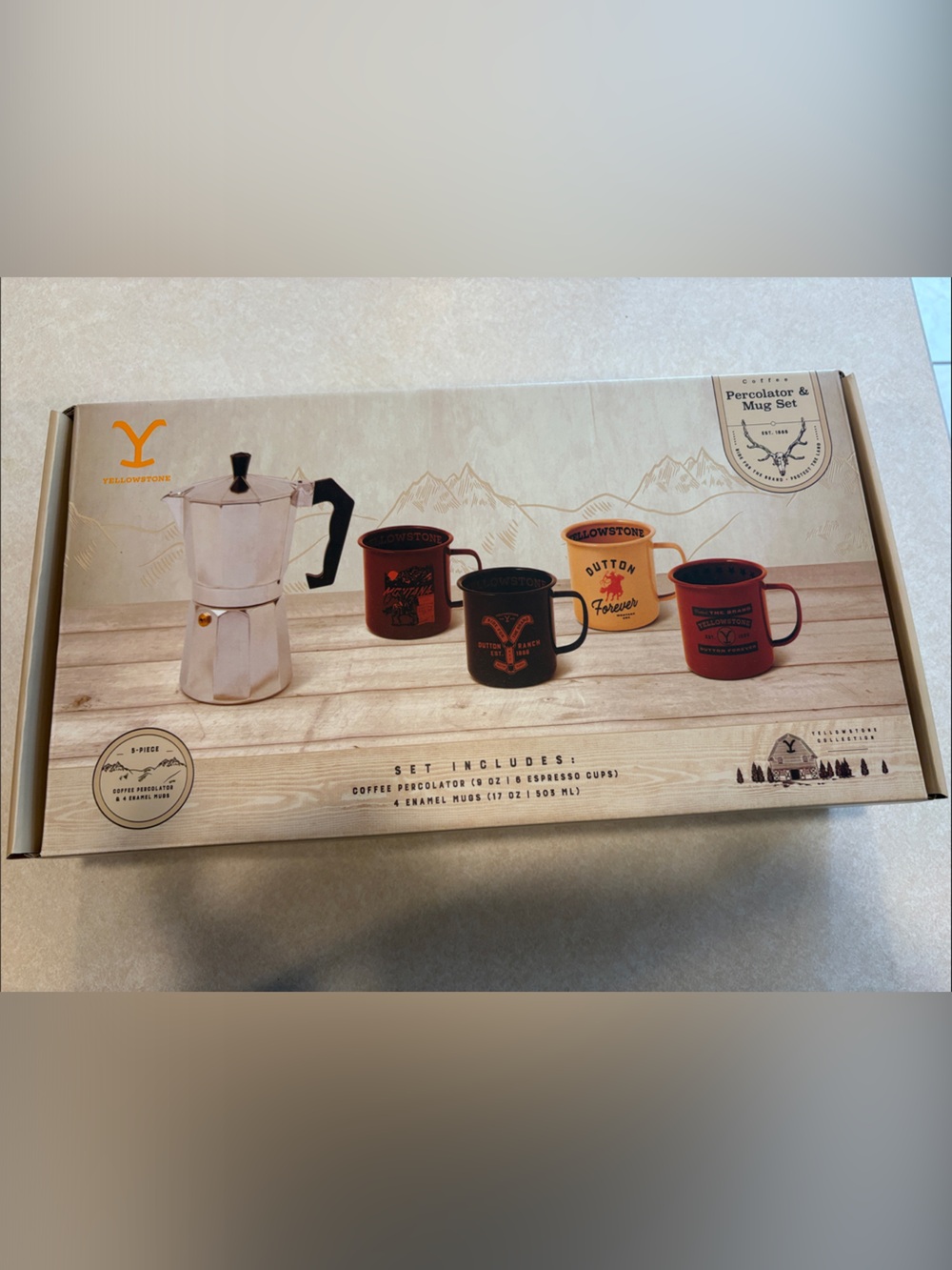 NEW Yellowstone Percolator & Mug Set - Multi Color Camp Mugs - Picture 7 of 11